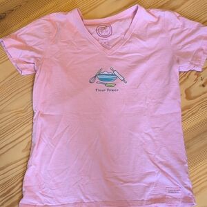 Life Is Good Pink Graphic T-Shirt Flour Power